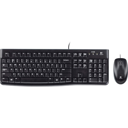 Logitech MK120 Wired Keyboard and Mouse Combo for Windows, Optical Wired Mouse, Full-Size Keyboard, USB Plug-and-Play