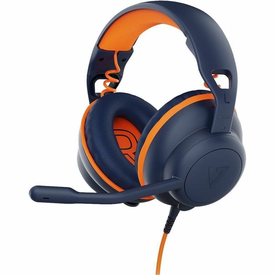 V7 Safe Sound 2 Education Headset - Stereo - Mini-phone (3.5mm) - USB-A - USB-C - Wired - On-ear - Binaural - Circumaural - 1.8 m /6 ft Cable - Inline Controller - Configurable Acoustic Output - Noise Cancelling - Bi-directional Microphone - Adjustable Padded Headband and Ear Cushions - Antimicrobial Construction - Blue and Orange