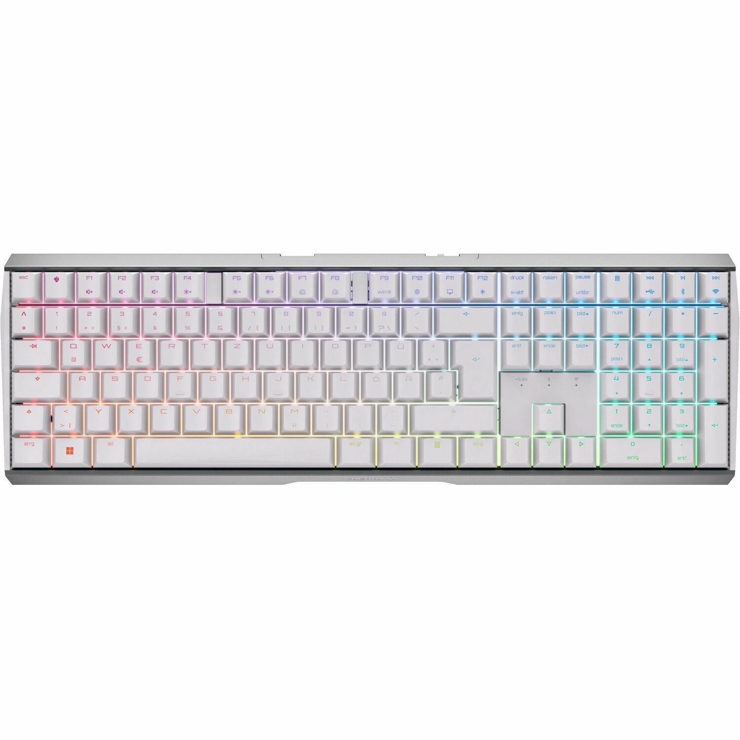 CHERRY MX 3.0S Gaming Keyboard - Wireless Connectivity - USB Type A Interface - RGB LED - German - White