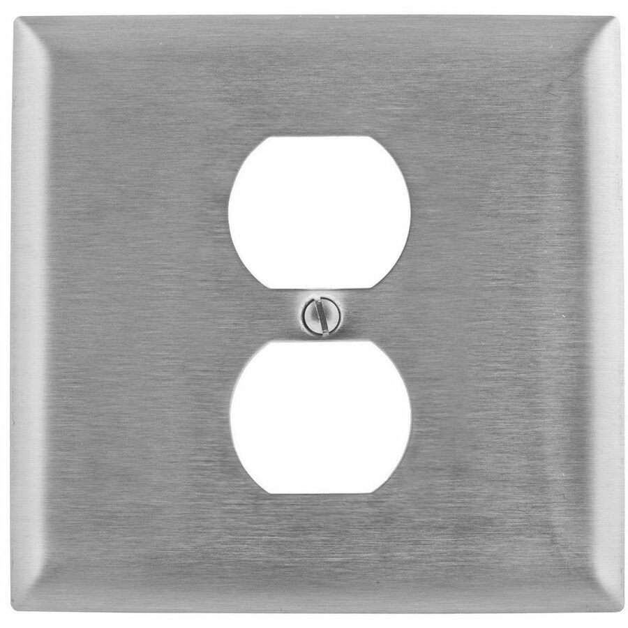 Hubbell Wallplate, 2-G, 1) Dup, SS