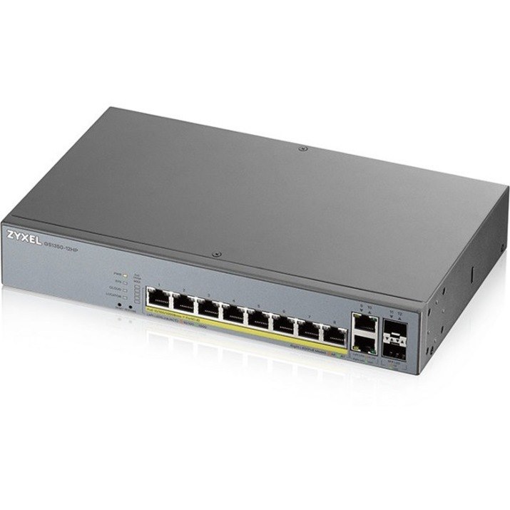 ZYXEL GS1350-12HP 8-Port Gigabit Smart Nebula Cloud Managed PoE Switch | 8 PoE+ Ports at 130W with 2 SFP Uplinks