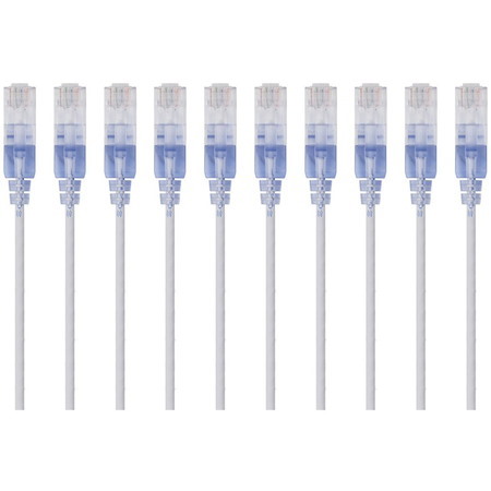 Monoprice 10-Pack, SlimRun Cat6A Ethernet Network Patch Cable, 1ft White