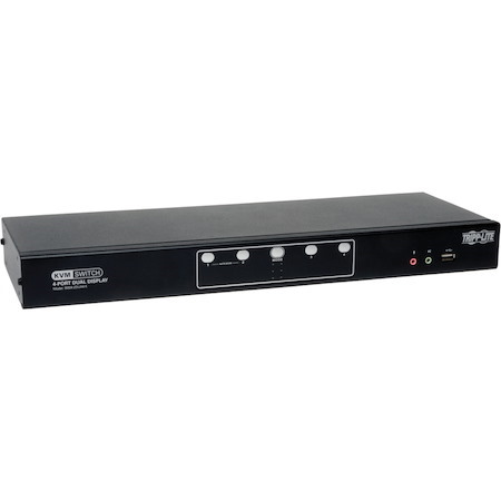 Eaton Tripp Lite Series 4-Port Dual Monitor DVI KVM Switch with Audio and USB 2.0 Hub, Cables included, TAA