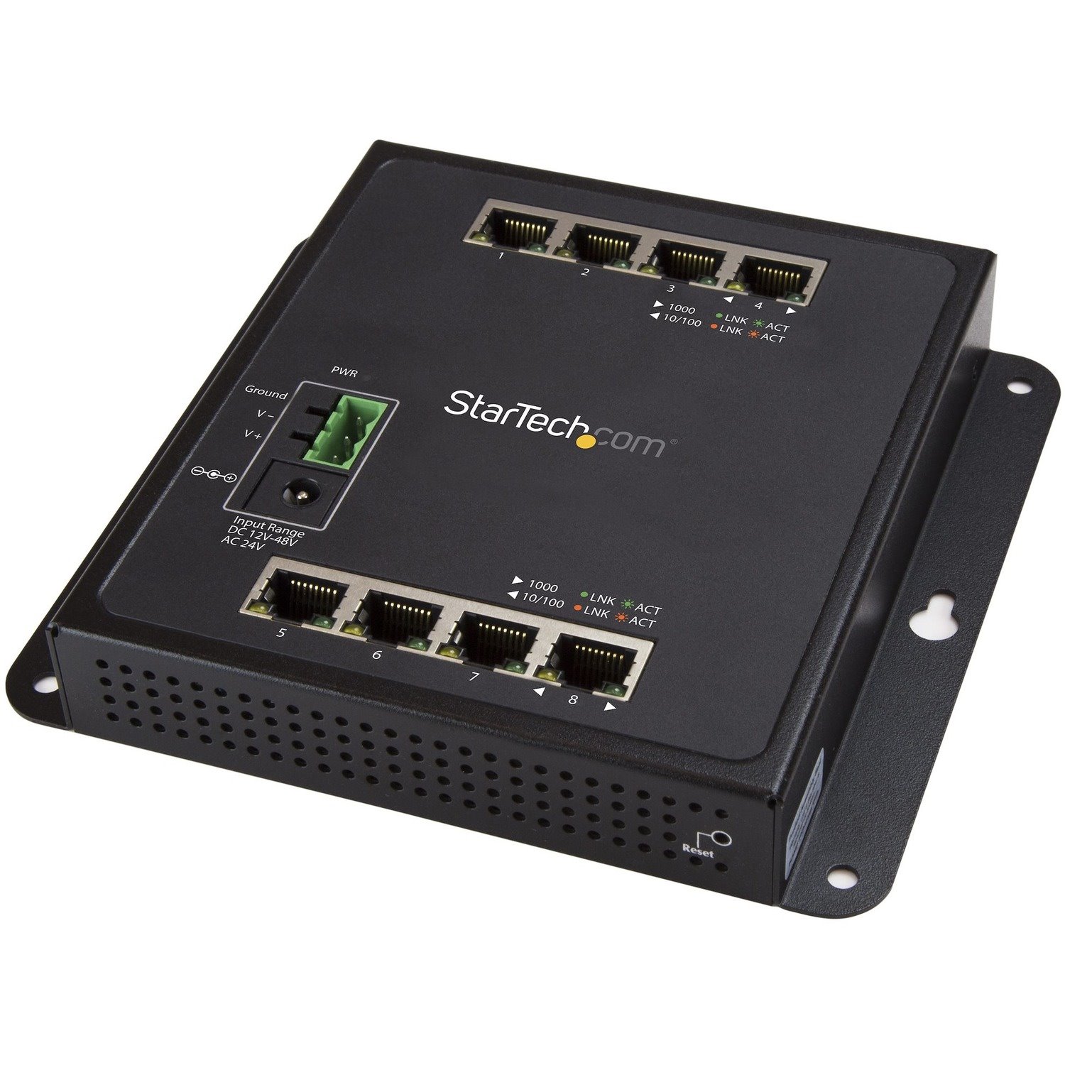 StarTech.com Industrial 8 Port Gigabit Ethernet Switch - Hardened Compact Layer/L2 Managed Network LAN/RJ45 Switch Mountable -40C to +75C