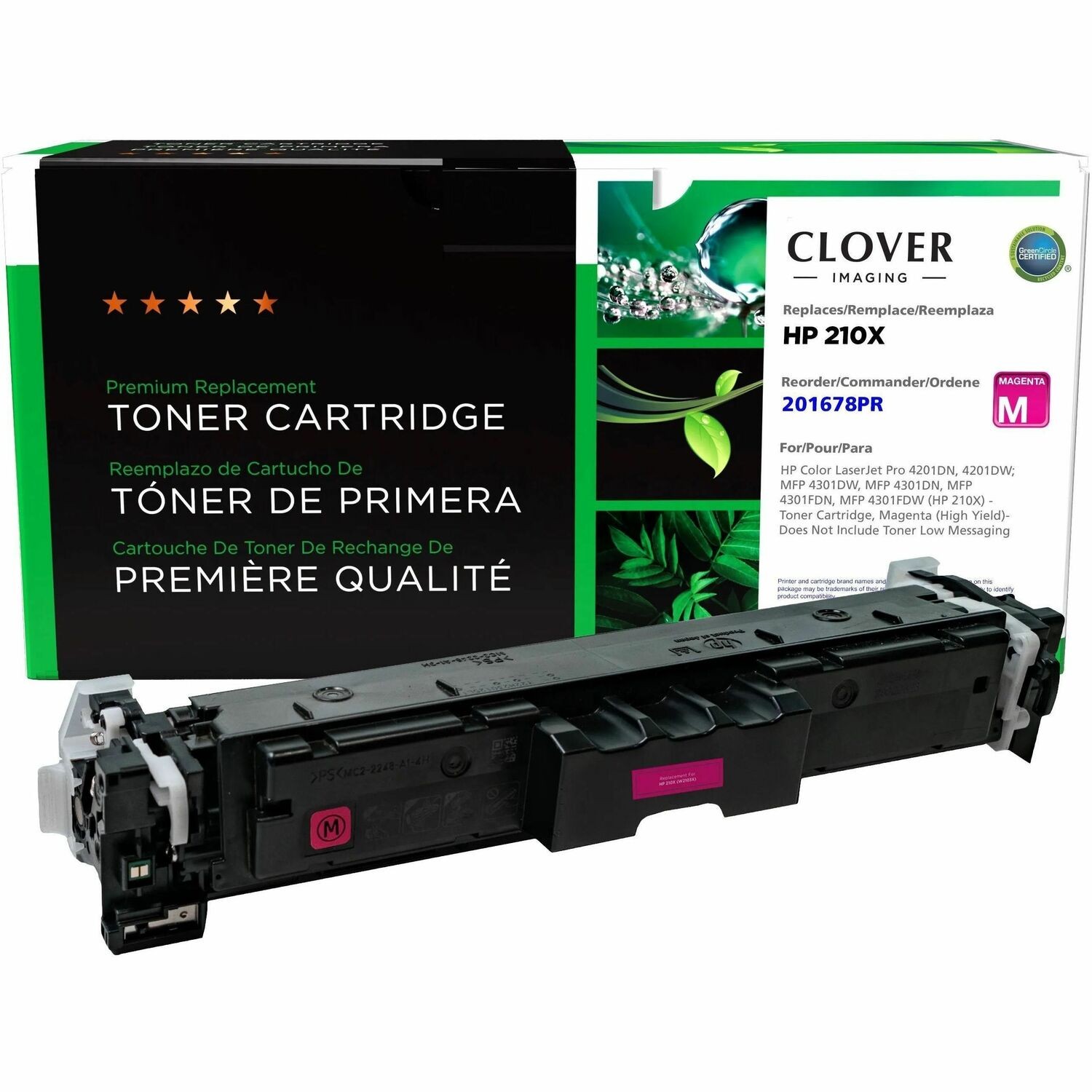 Clover Remanufactured High Yield Magenta Toner Cartridge (Reused OEM Chip) for HP 210X (W2103X)