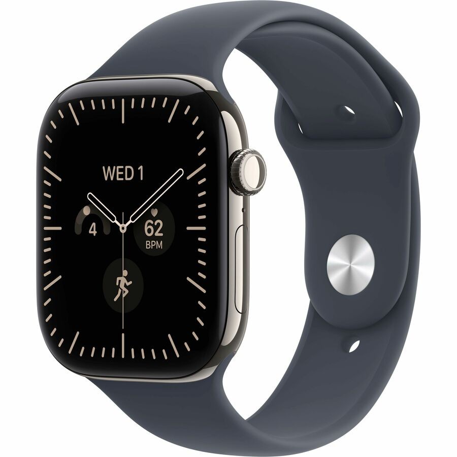 Apple Watch Series 12 Smart Watch - 42 mm Case Height - 37 mm Case Width - Natural Case Color - Navy Blue Band Color - Titanium Case Material - Wireless LAN - 5G - LTE
