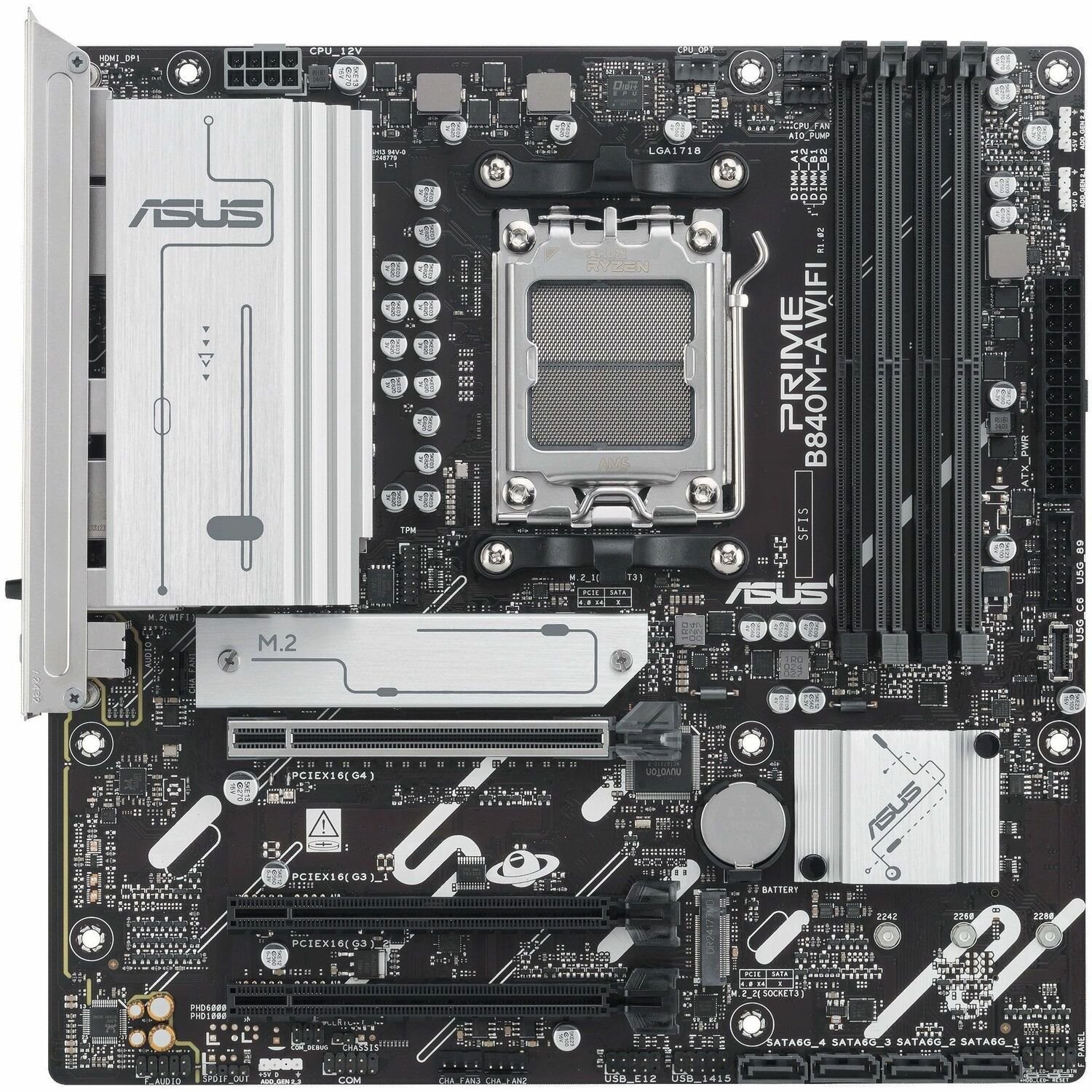 Asus Prime B840M-A WIFI Gaming Desktop Motherboard - AMD B840 Chipset - Socket AM5 - Micro ATX
