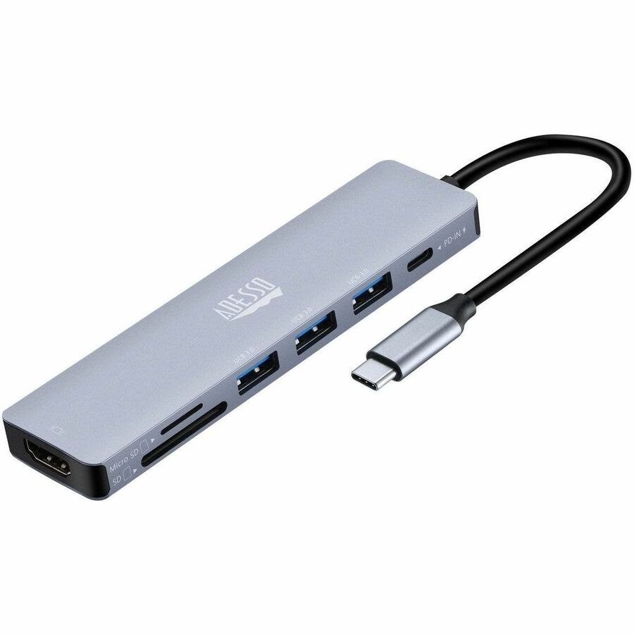 Adesso AUH-4025 USB Type C Docking Station for Notebook, Flash Drive - Charging Capability - Memory Card Reader - SD