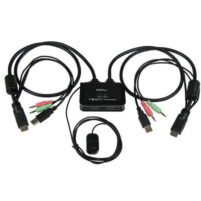 StarTech.com 2 Port USB HDMI Cable KVM Switch with Audio and Remote Switch &acirc;&euro;" USB Powered