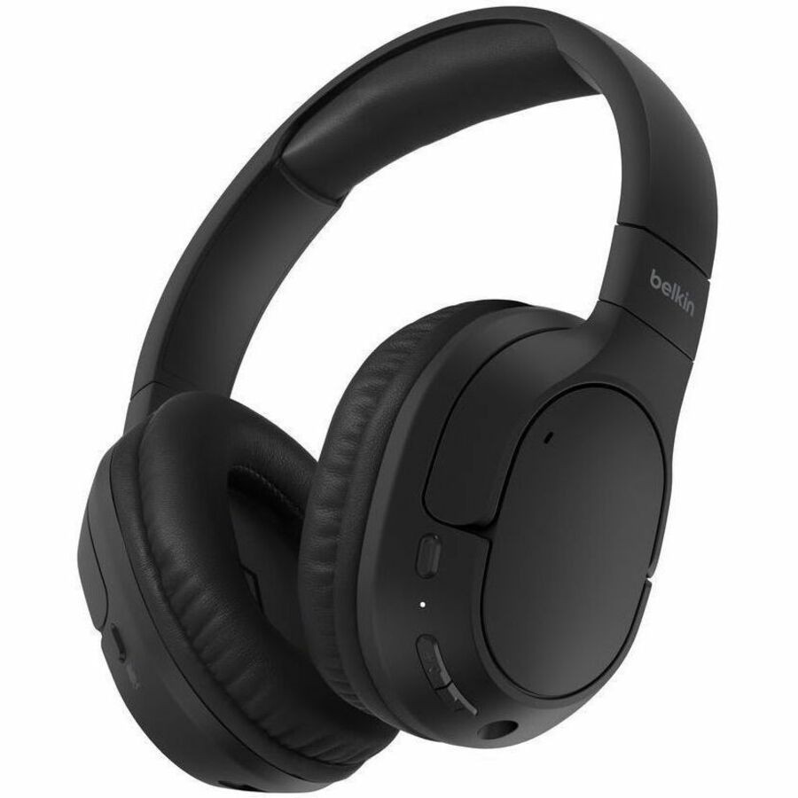 Belkin SoundForm Surround Wireless Over-The-Ear Headphones + USB-C Cable (1.2M) + Audio Cable (3.5mm) (1.2M) - Black (AUD009FQBK), 2 Years Warranty