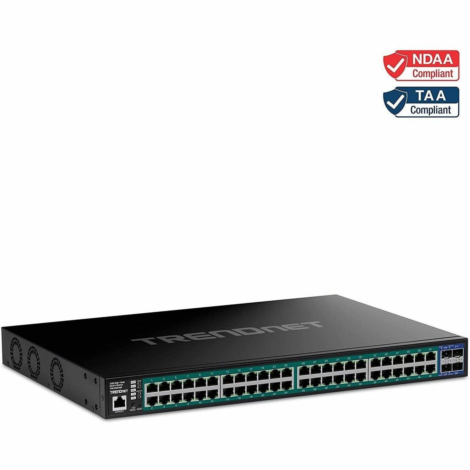 TRENDnet Web Smart TPE-3524SF 48 Ports Manageable Ethernet Switch - Gigabit Ethernet, 10 Gigabit Ethernet - 1000Base-T, 10GBase-X - TAA Compliant