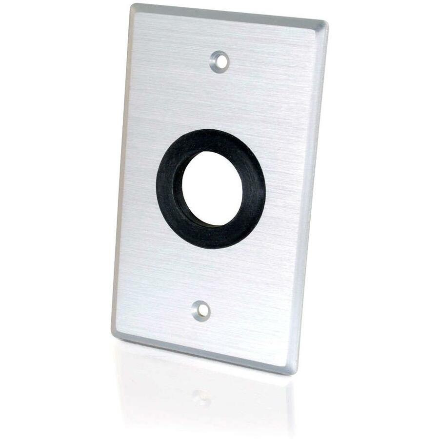 C2G 1in Grommet Cable Pass Through Single Gang Wall Plate - Brushed Aluminum