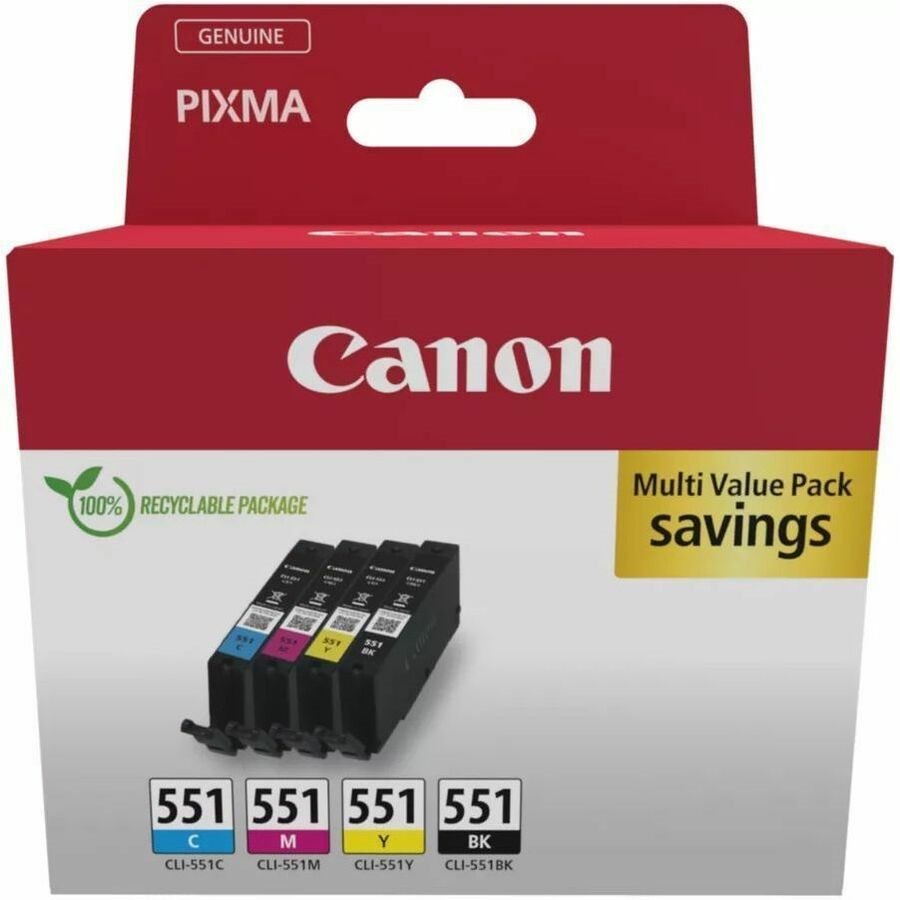 Canon CLI-551 Original Inkjet Ink Cartridge - Multi-pack - Cyan, Magenta, Yellow - 1 Pack