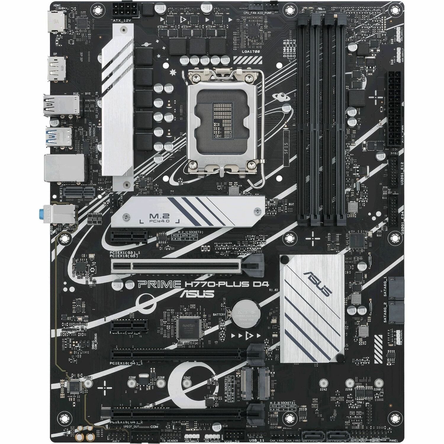 Asus Prime H770-PLUS D4 Gaming Desktop Motherboard - Intel H770 Chipset - Socket LGA-1700 - ATX