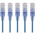 Monoprice 5-Pack, SlimRun Cat6A Ethernet Network Patch Cable, 1ft Blue