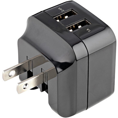 StarTech.com 2 Port USB Wall Charger, 17W Wall Charger Hub (2.4A & 1A port), Dual USB-A Power Adapter, Portable Charger for Phones/Tablets