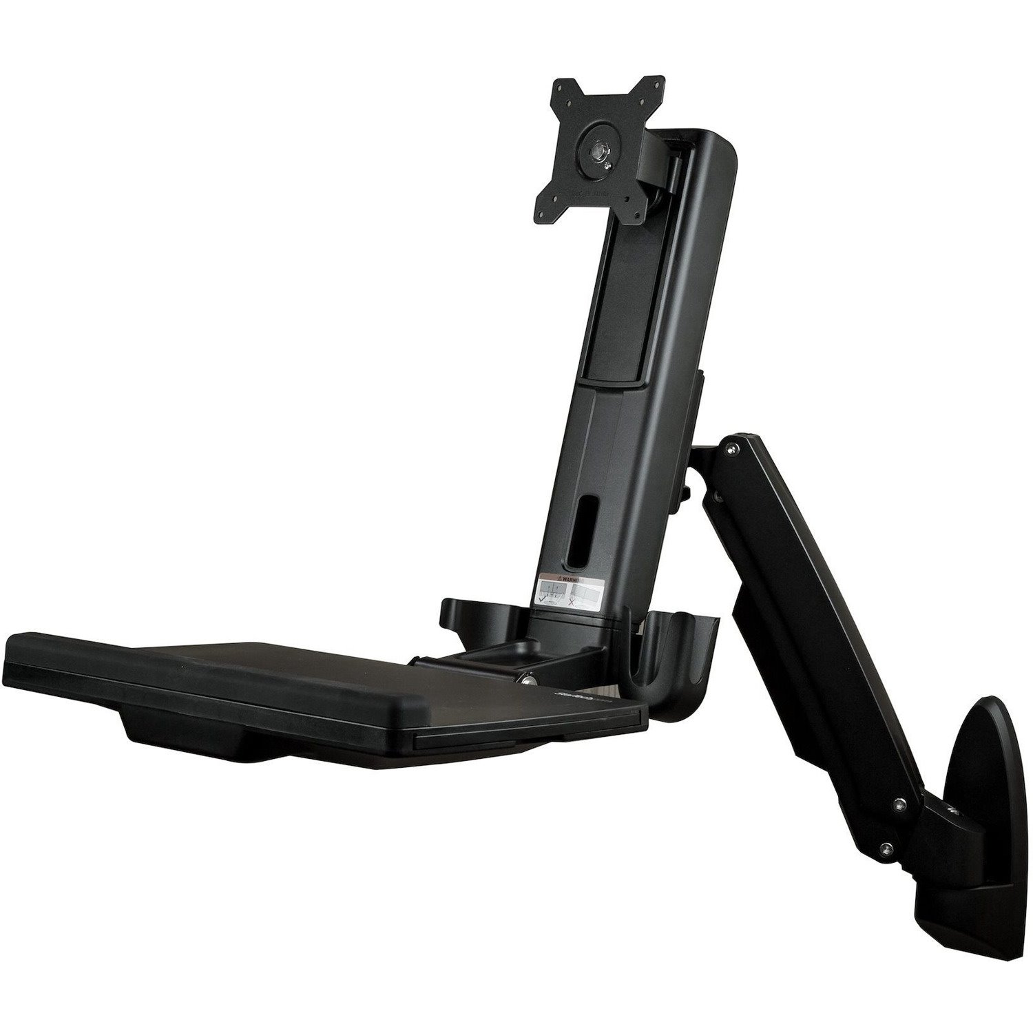 StarTech.com Wall Mount Workstation, Full Motion Standing Desk, Ergonomic Height Adjustable Monitor & Keyboard Tray Arm, For VESA Display