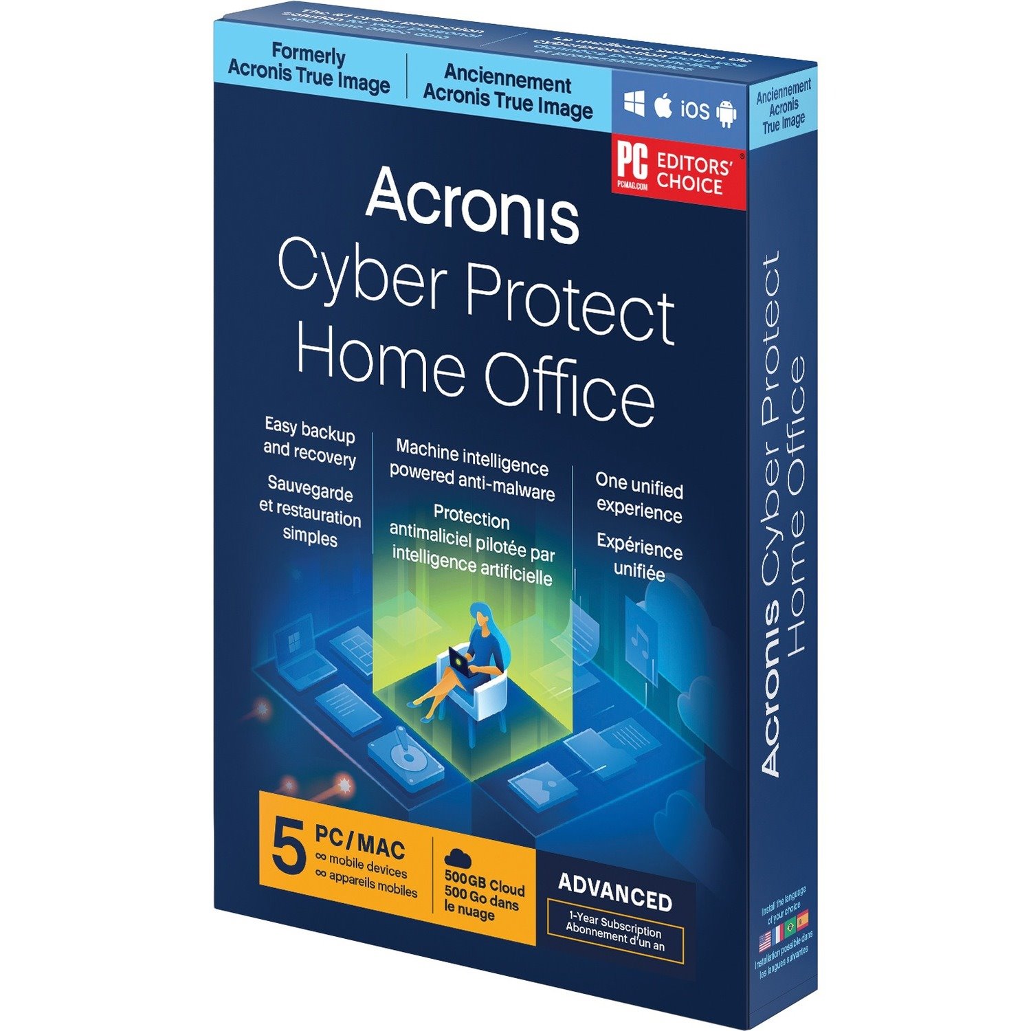 Acronis Cyber Protect Home Office Advanced - Subscription License - 5 Computer, 500 GB Cloud Storage Space, Unlimited Mobile Device - 1 Year
