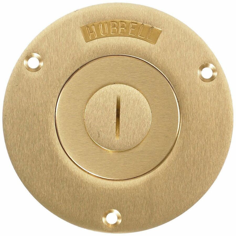 Hubbell Wiring Device-Kellems 1-Gang Cover, Round, Combination 2-1/8"X 3/4" Threaded Opening, Brass