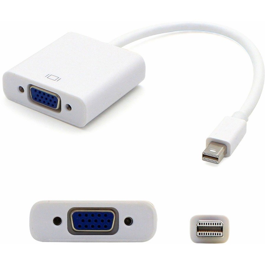 AddOn Mini-DisplayPort 1.1 Male to VGA Female White Adapter Which Supports Intel&reg; Thunderbolt For Resolution Up to 1920x1200 (WUXGA)