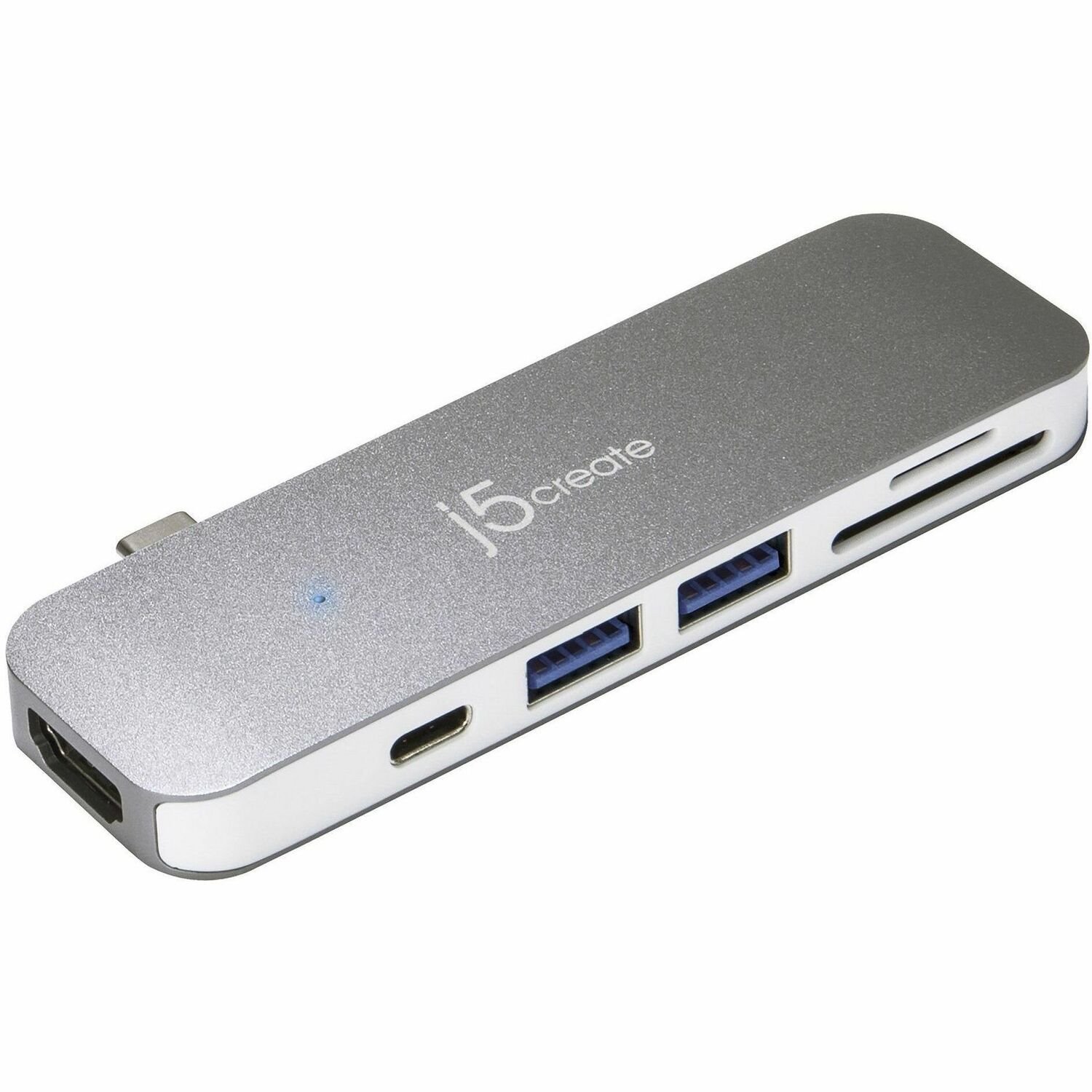 j5create UltraDrive JCD386 USB Type C Docking Station for Notebook, Desktop PC, Monitor - Charging Capability - Memory Card Reader - SD - Silver - Portable