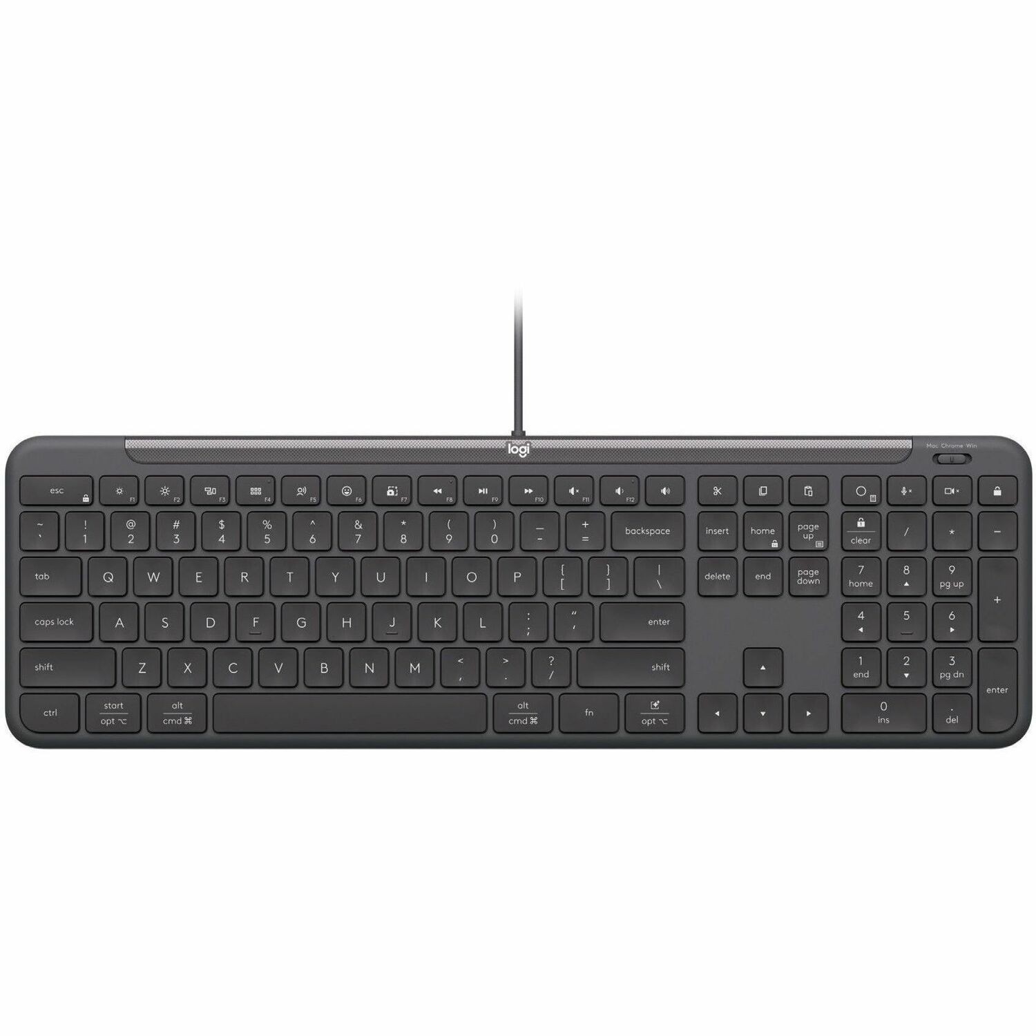 Logitech Signature Slim K620 Toetsenbord - Full-size - Kabel Verbinding - USB Type C Interface - Portugees - QWERTY indeling - Grafiet