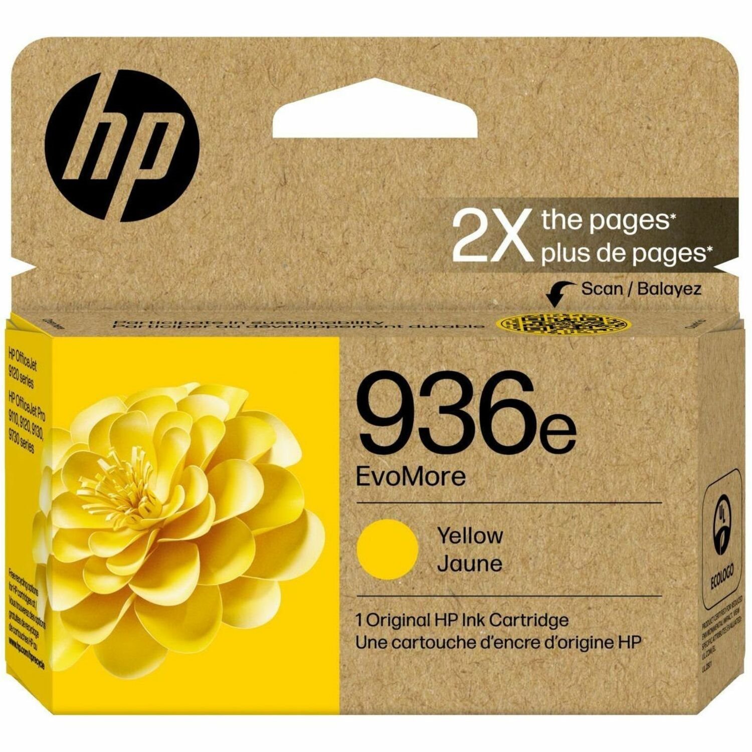 HP EvoMore 936e Original High Yield Inkjet Ink Cartridge - Yellow - 1 Each