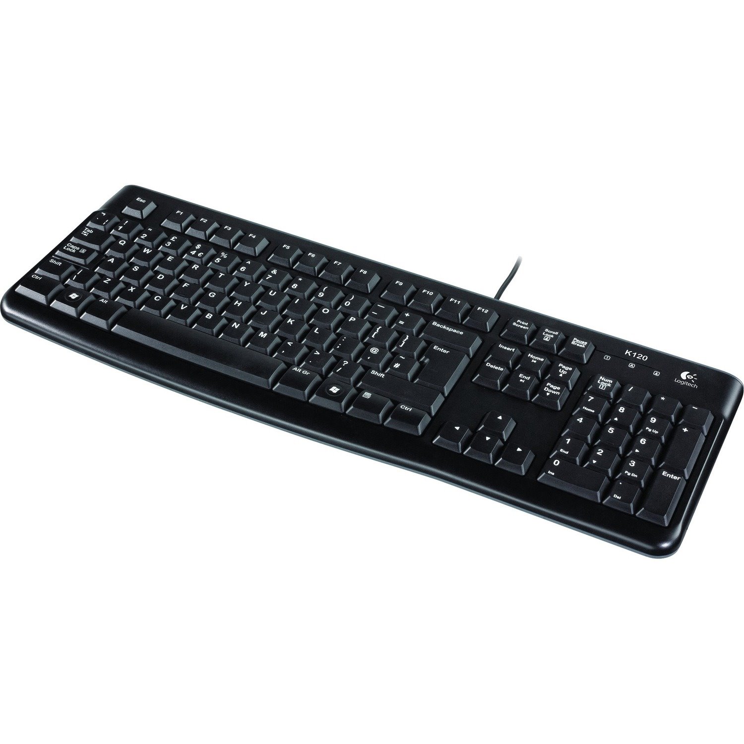 Logitech K120 Keyboard - Cable Connectivity - USB Interface - Russian - QWERTY Layout - Black