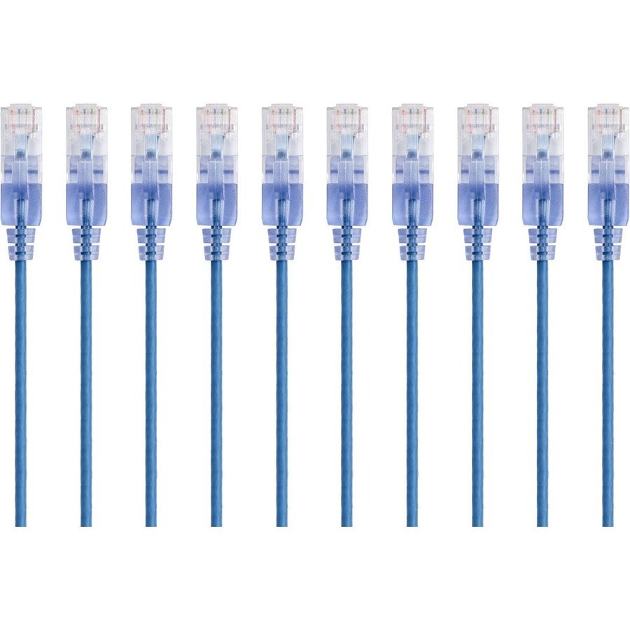 Monoprice 10-Pack, SlimRun Cat6A Ethernet Network Patch Cable, 3ft Blue