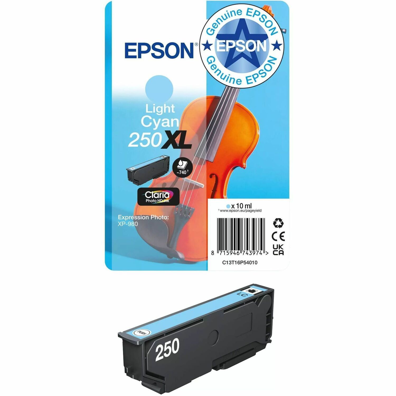 Epson Singlepack Light Cyan 250XL Ink
