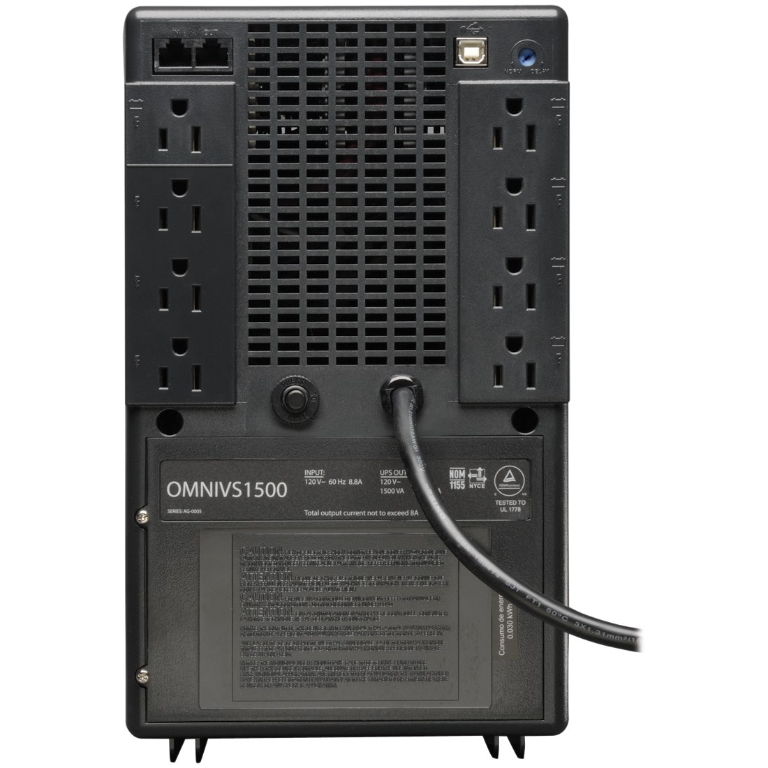 Eaton Tripp Lite Series OmniVS 120V 1500VA 940W Line-Interactive UPS, Tower, USB port