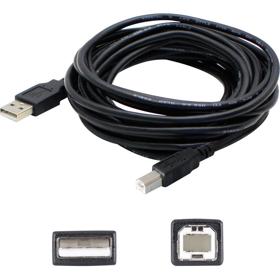 AddOn 12ft USB A 2.0 Male to USB B 2.0 Male Black Cable