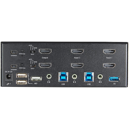 StarTech.com 2 Port Dual Monitor HDMI KVM Switch, 4K 60Hz HDMI 2.0 UHD HDR, 2 Port USB 3.0 Hub, 4x USB HID, Audio, Hotkey Switching, TAA