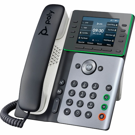 Poly Edge E320 IP Phone - Corded - Corded - Bluetooth - Desktop, Wall Mountable - Black
