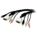StarTech.com 4-in-1 USB DVI KVM Cable - Keyboard / video / mouse / audio extender - 4 pin USB Type A, mini-phone stereo 3.5 mm , DVI-I - mini-phone stereo 3.5 mm , 4 pin USB Type B, DVI-I - 3 m