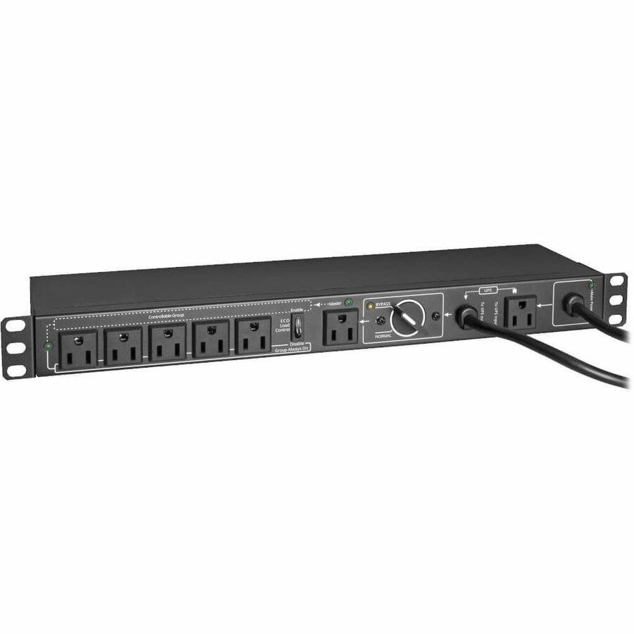 Eaton Tripp Lite Series 100-125V 12A Single-Phase Hot-Swap PDU with Manual Bypass - 6 NEMA 5-15R Outlets, 2 5-15P Inputs, 1U Rack/Wall