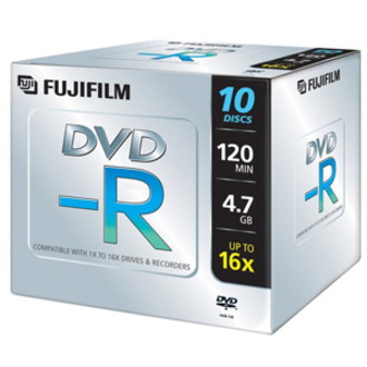 Fujifilm P10DVMGJ04A DVD Recordable Media - DVD-R - 16x - 4.70 GB - 10 Pack Jewel Case