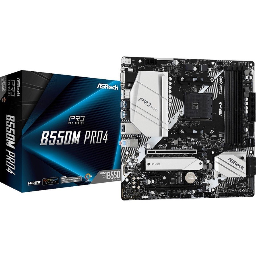 ASRock B550M Pro4 Desktop Motherboard - AMD B550 Chipset - Socket AM4 - Micro ATX