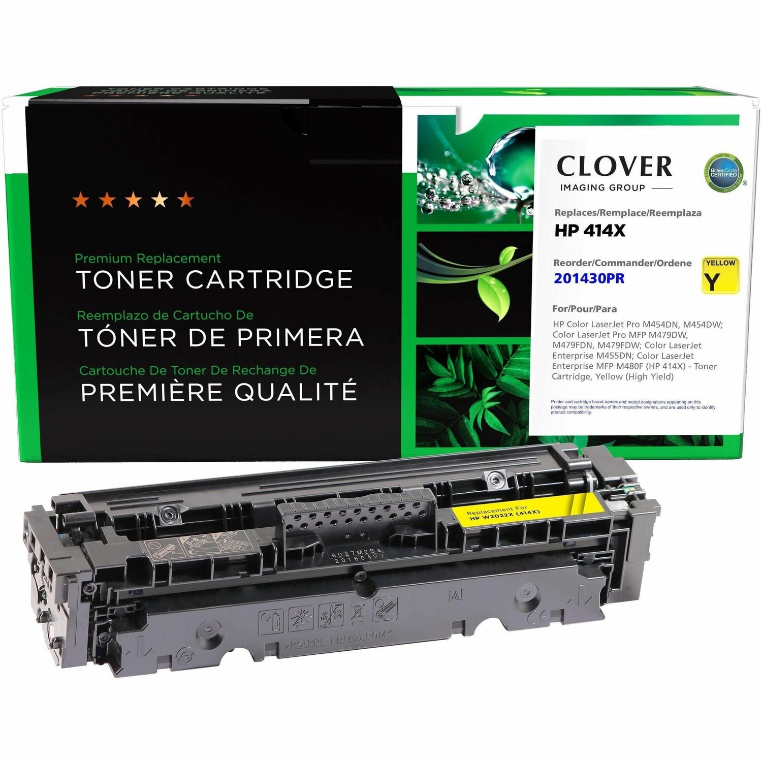 Clover Imaging Remanufactured High Yield Yellow Toner Cartridge (Reused OEM Chip) for HP 414X (W2022X)