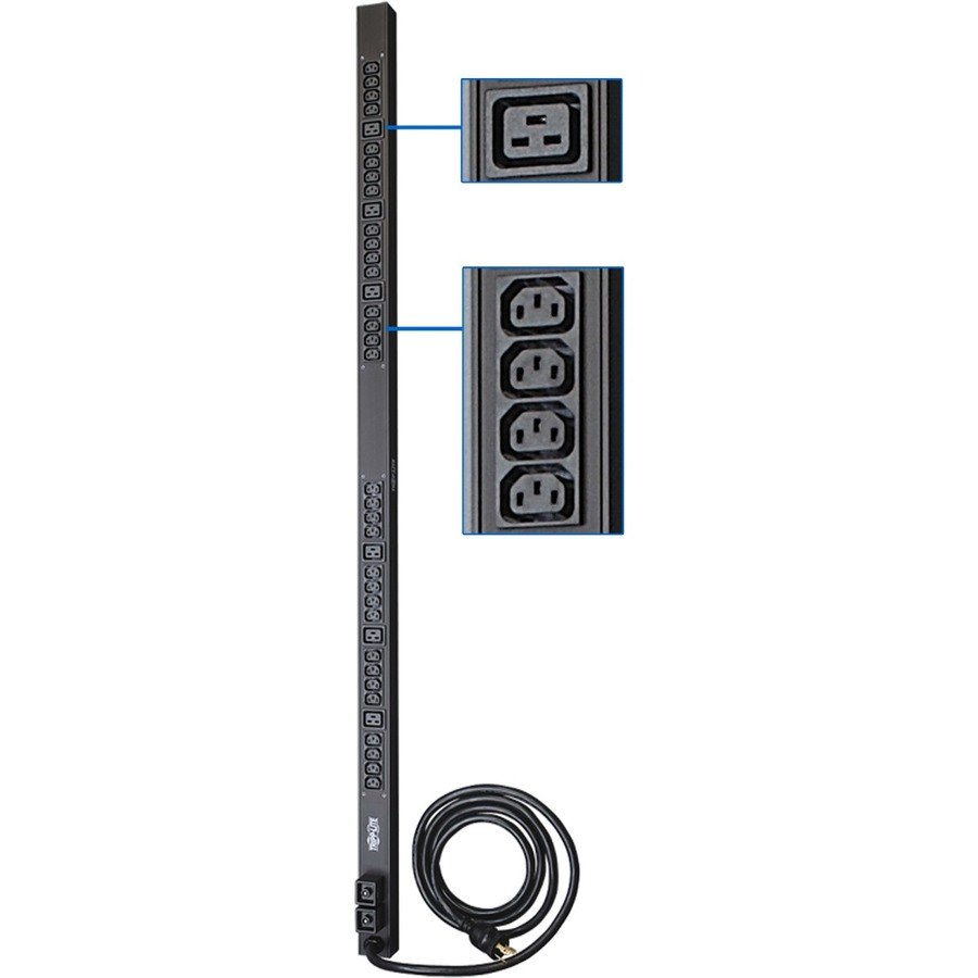 Eaton Tripp Lite Series 5.5kW Single-Phase 208/230V Basic PDU, 38 Outlets (32 C13 and 6 C19), NEMA L6-30P Input, 10 ft. (3.05 m) Cord, 0U Vertical