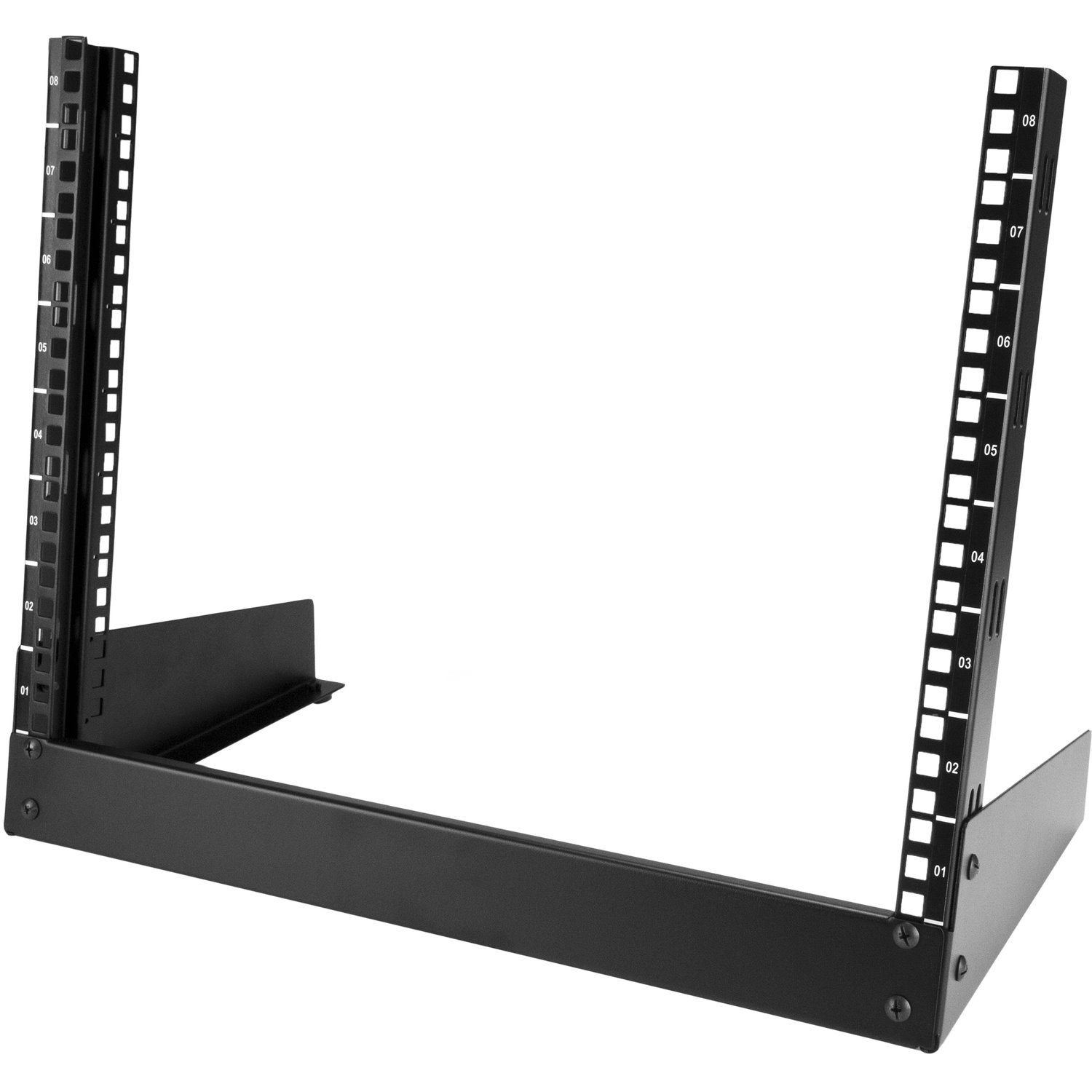 StarTech.com 2-Post 8U Desktop Server Rack, Open Frame 19in Computer Rack, Small Home/Office Rack for AV / Studio / Data / IT Equipment