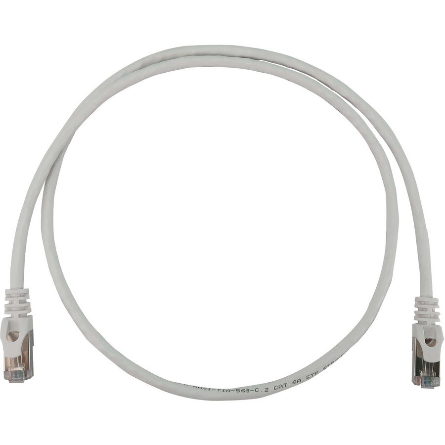 Eaton Tripp Lite Series Cat6a 10G Snagless Shielded Slim STP Ethernet Cable (RJ45 M/M), PoE, White, 3 ft. (0.9 m)