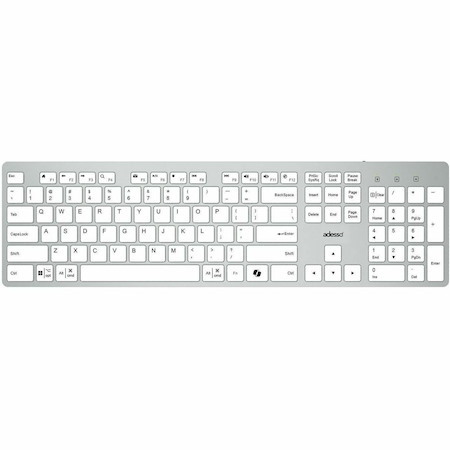 Adesso EasyTouch AKB-730UW Keyboard - Cable Connectivity - USB Type C Interface - English (US) - White