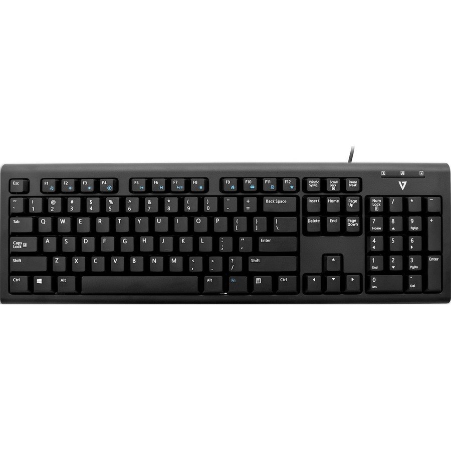 V7 KU200US-E Keyboard - Cable Connectivity - USB Interface - English (US) - Black