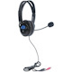 Stereo Headset, Lightweight, adjustable microphone, in-line volume control, padded cloth ear cushions, two 3.5mm jack input plugs, cable 2m, Black, 3 year warranty