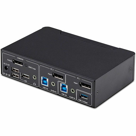 StarTech.com 2-Port DisplayPort KVM Switch, 4K 60Hz, DP 1.2, HDCP 1.4, EDID Management, 2-Port USB 3.0 Hub, TAA