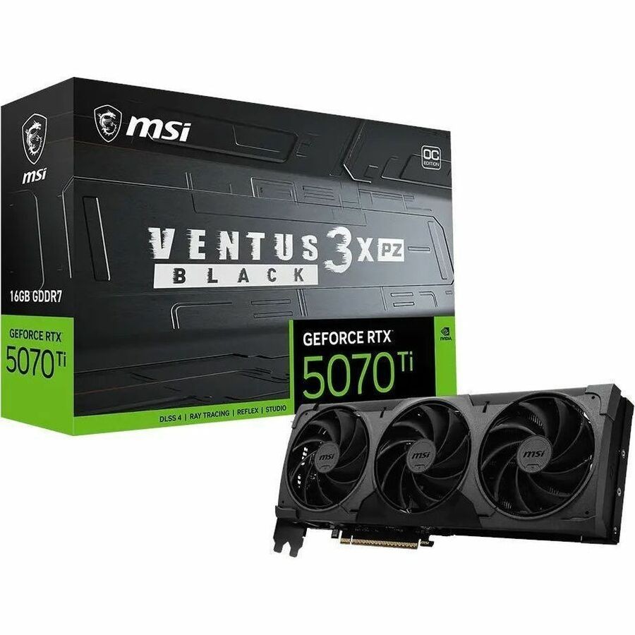 MSI GeForce RTX™ 5070 Ti 16G VENTUS 3X PZ OC BLACK - G507T-16V3ZCB - 16GB GDDR7 - DisplayPort - HDMI