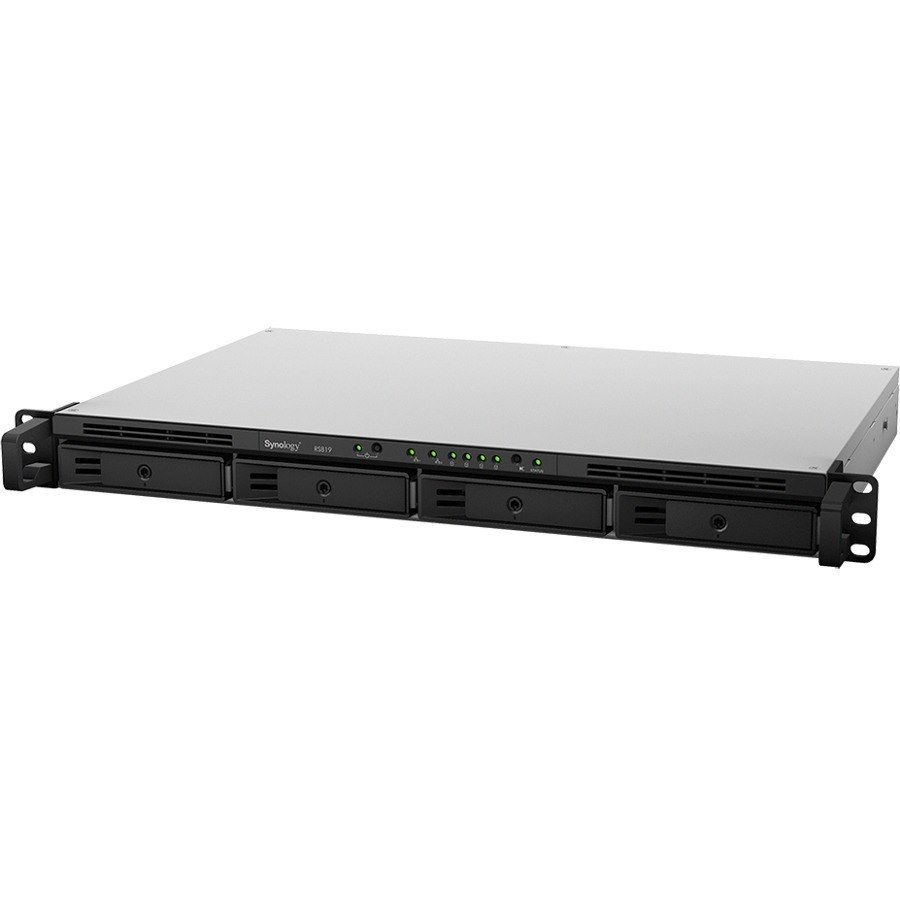 Synology RackStation RS819 4 x Total Bays SAN/NAS Storage System - Realtek RTD1296 Quad-core (4 Core) 1.40 GHz - 2 GB RAM - DDR4 SDRAM - 1U Rack-mountable