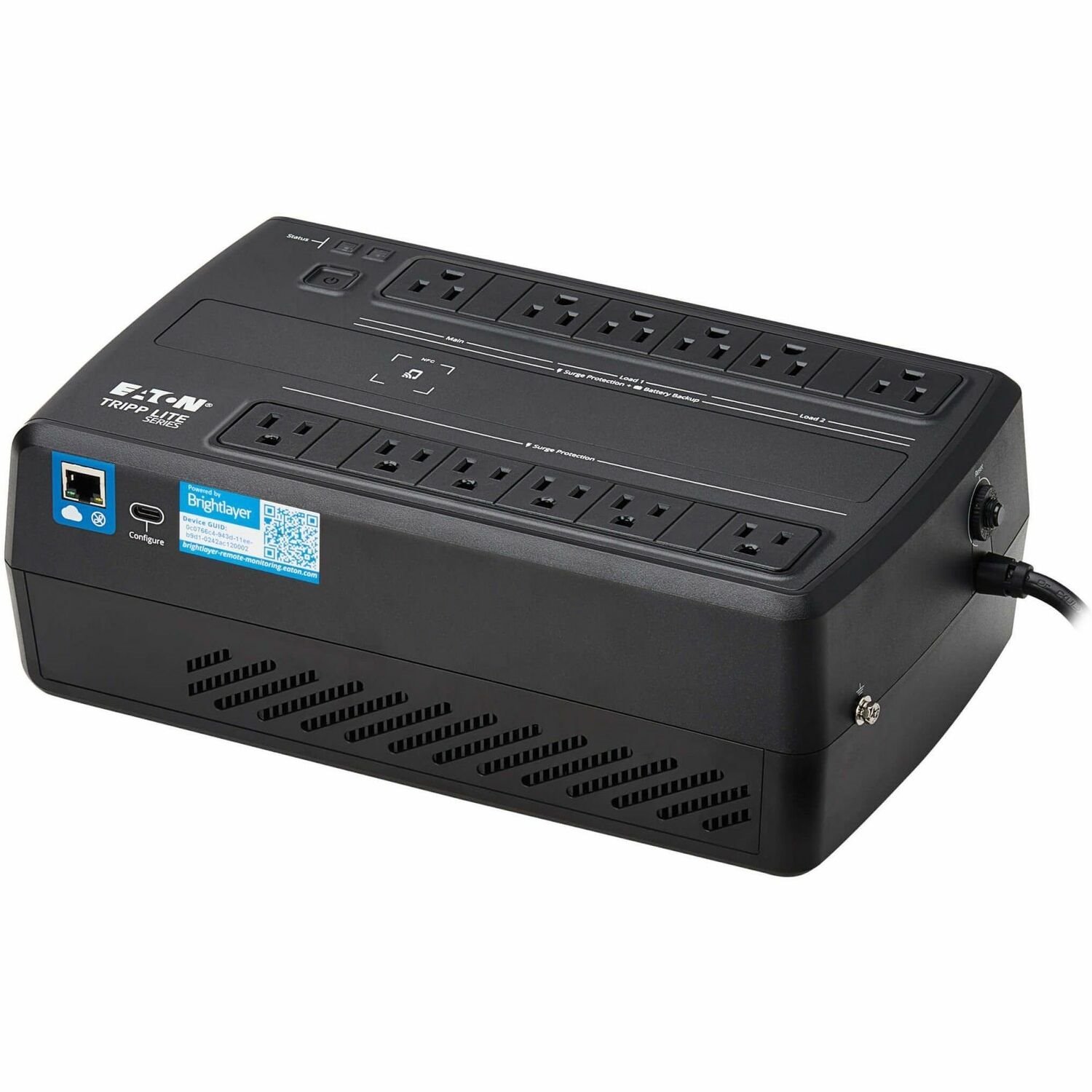 Eaton Tripp Lite Series 750VA 450W 120V Line-Interactive Cloud-Connected UPS with Remote Monitoring, 12 NEMA 5-15R Outlets (6 Surge + 6 Surge and Battery Backup), 5-15P Plug, Desktop