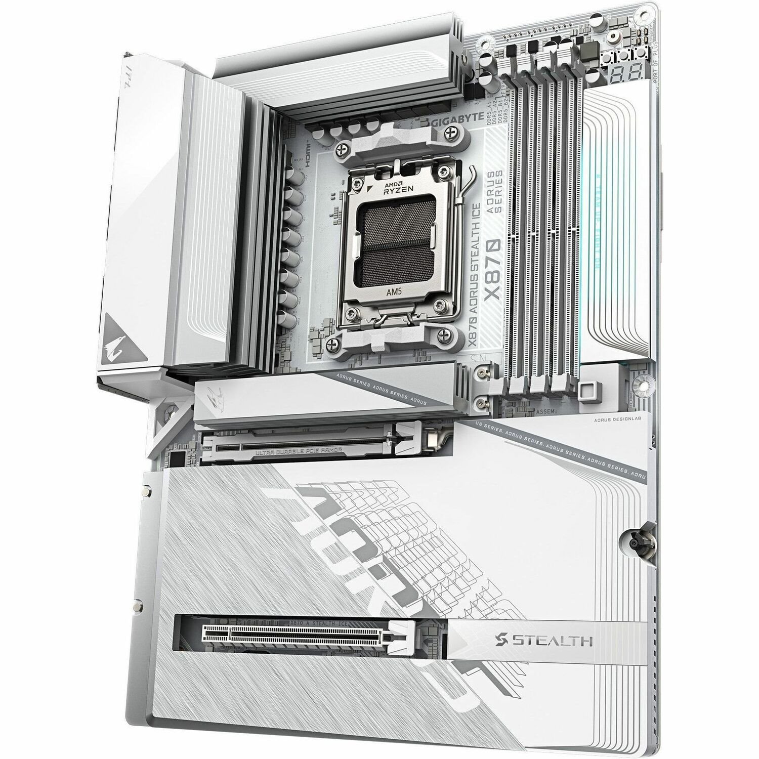 GIGABYTE STEALTH B870 AORUS STEALTH ICE Gaming Desktop Motherboard - AMD X870 Chipset - Socket AM5 - ATX